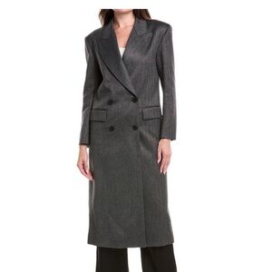 Sandro Charcoal Double-Breasted Trench Coat